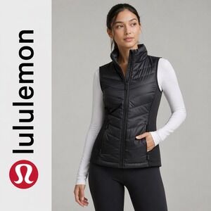 Lululemon Fluffed Up Vest Black Down Puffer Hybrid Zip Mock Neck Women's 4